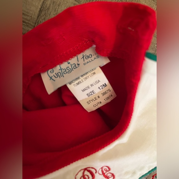 Funtashia Too! Red Corduroy Christmas Long Bubble Monogrammed with SRC - Picture 4 of 6